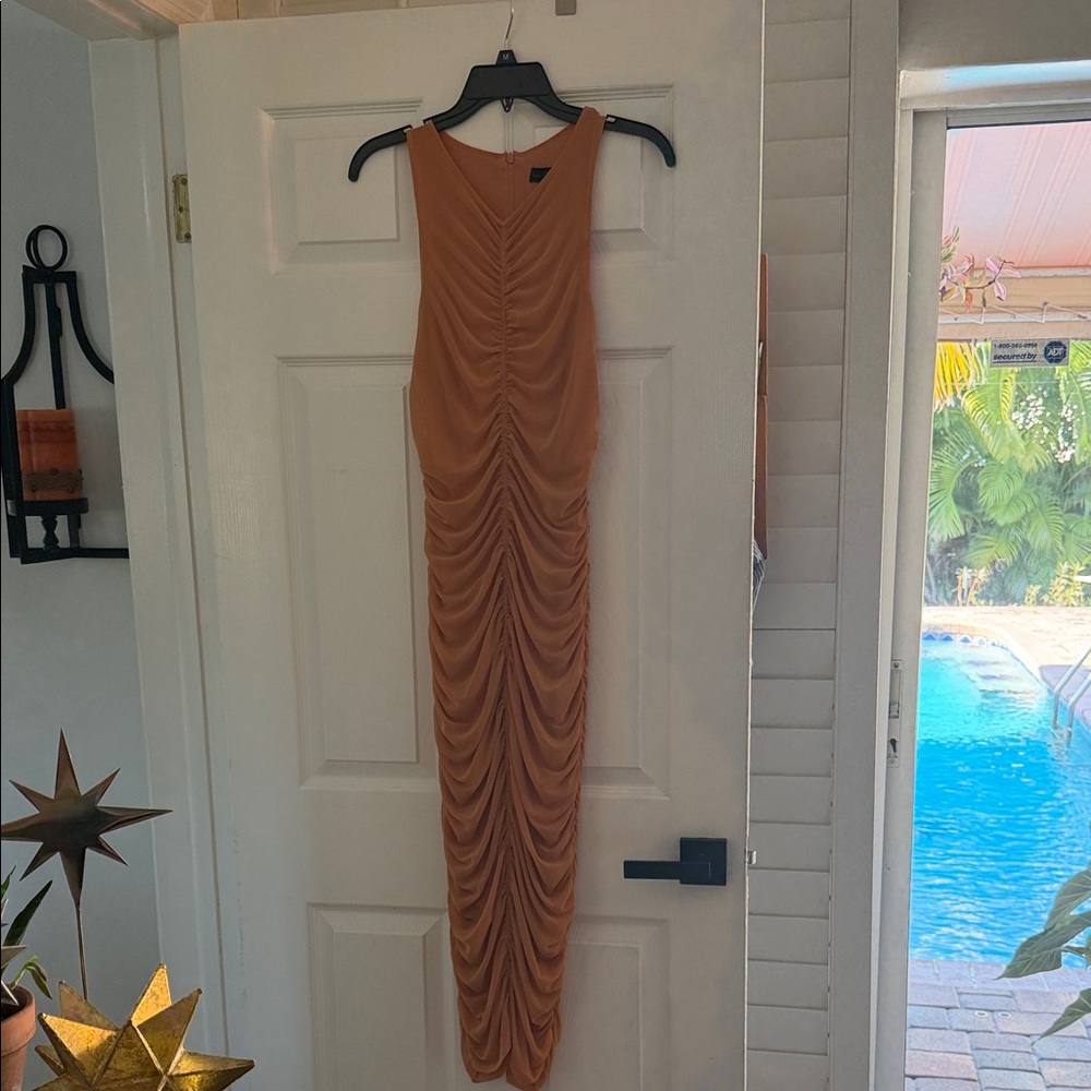 House of Harlow 1960 Backless Tan Dress
